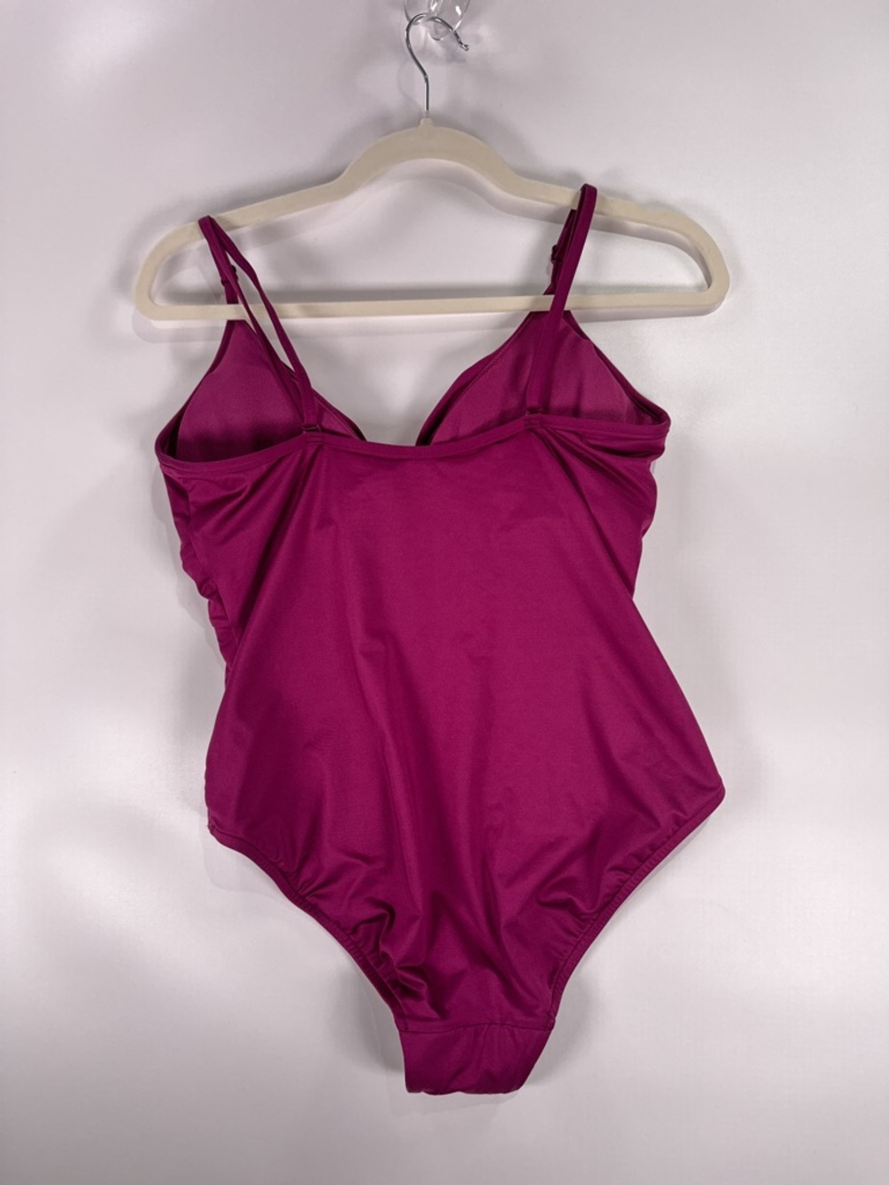 Seafolly Ruched Tie Front One Piece Swimsuit Magenta US 14 Tummy Control - Picture 3 of 12
